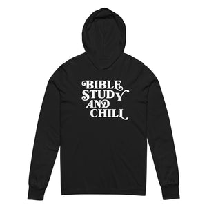 "Bible Study & Chill" Hooded Long-Sleeve Tee